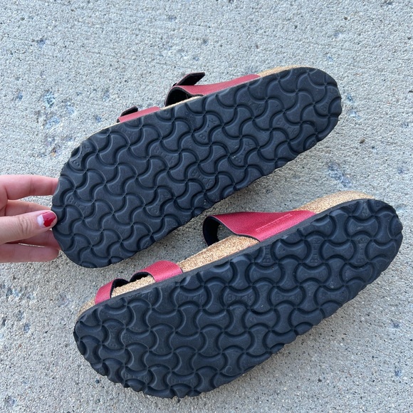 Red Vegan Leather Birkenstocks size 40 - Picture 2 of 3